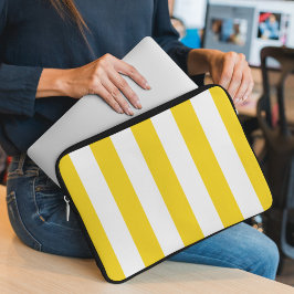 Capa Para Notebook Listras Amarelas, Listras Brancas, Padrões Lançado