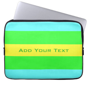 Capa Para Notebook Listras amarelas, verdes, largas azuis por Shirley