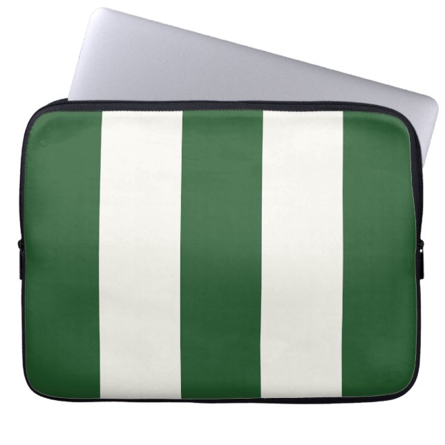 Capa Para Notebook Listras Atemporais Verde Branco (Frente)