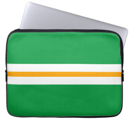 Capa Para Notebook Listras Brancas Laranja Esbelto em Verde Brilhante
