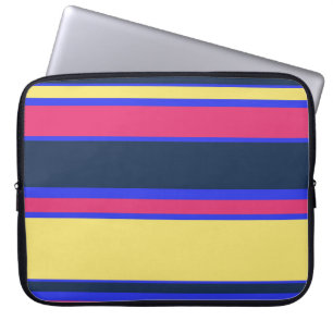 Capa Para Notebook Listras cor-de-rosa, amarelas e azuis