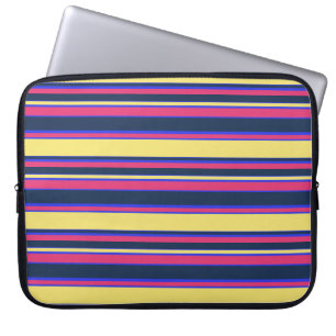 Capa Para Notebook Listras cor-de-rosa, amarelas e azuis