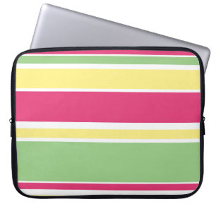 Capa Para Notebook Listras cor-de-rosa, verdes e amarelas