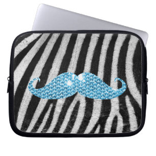 Capa Para Notebook Listras da zebra e bigode azul de Bling