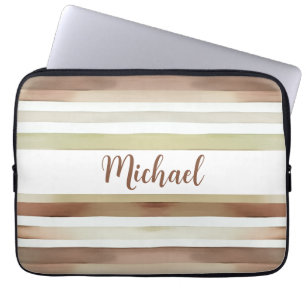 Capa Para Notebook Listras De Aquarela Com Nome