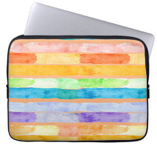 Capa Para Notebook Listras de Arco-Íris em Aquarela Abstrata