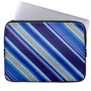 Capa Para Notebook Listras de Bege Azul e Lavanda