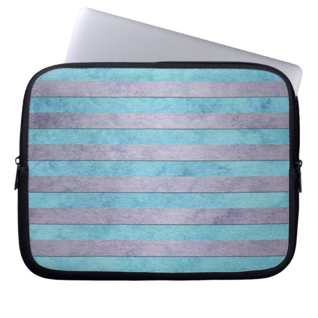 Capa Para Notebook Listras de Lavanda Pastel e Azul Turquesa (Frente)