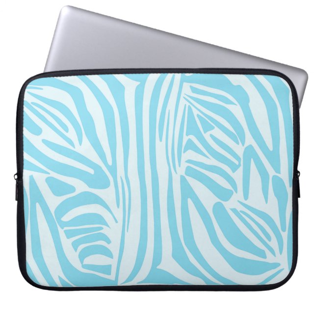Capa Para Notebook Listras de Zebra Azuis e Brancas em Negrito (Frente)