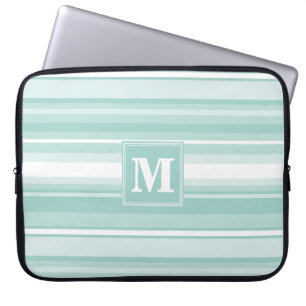 Capa Para Notebook Listras do verde da hortelã do monograma