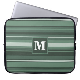 Capa Para Notebook Listras do verde prudente do monograma