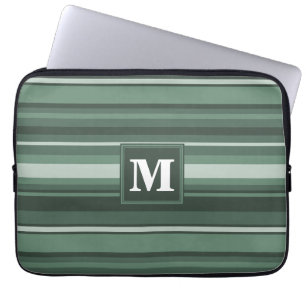 Capa Para Notebook Listras do verde prudente do monograma
