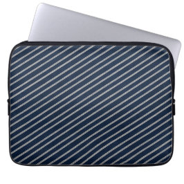 Capa Para Notebook Listras Duplas Azul Marinho Tecido Marfim