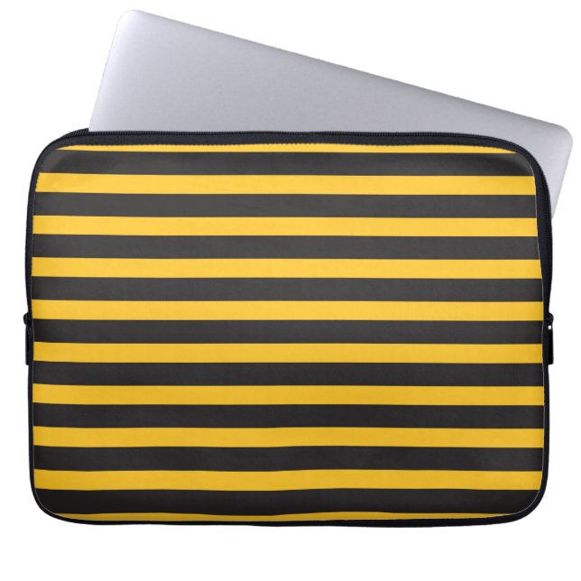 Capa Para Notebook Listras Horizontais Amarelas e Pretas Geométrico A (Frente)