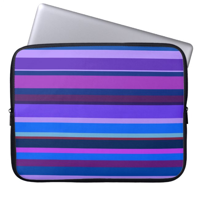 Capa Para Notebook Listras horizontais azuis e roxas (Frente)