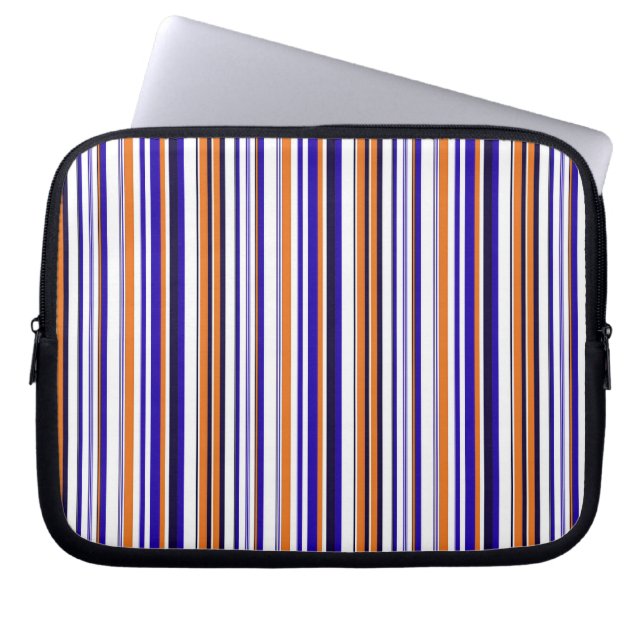 Capa Para Notebook Listras laranjas azuis fofas (Frente)