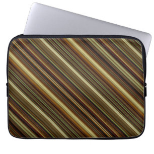 Capa Para Notebook Listras Marrom Verde e Dourado