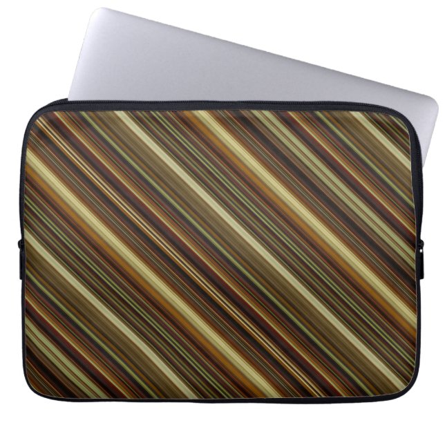 Capa Para Notebook Listras Marrom Verde e Dourado (Frente)