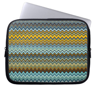 Capa Para Notebook Listras onduladas amarelas e azuis