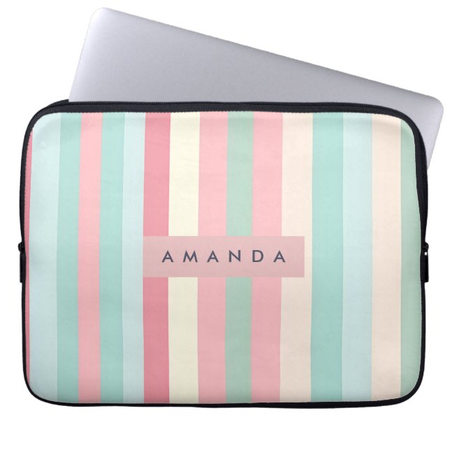 Capa Para Notebook Listras Pastel Minimalistas Personalizadas (Frente)