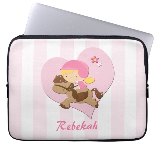 Capa Para Notebook Listras personalizadas do rosa da equitação do (Frente)