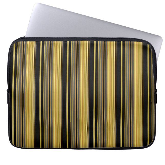 Capa Para Notebook Listras pretas douradas fofas (Frente)