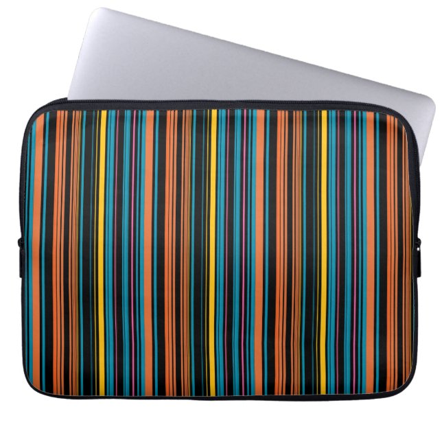 Capa Para Notebook Listras pretas e azuis fofas (Frente)