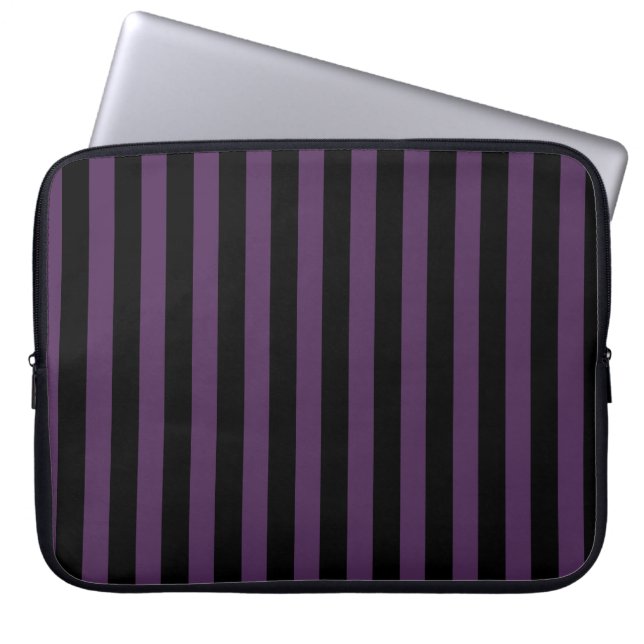 Capa Para Notebook Listras roxas escuras e pretas (Frente)