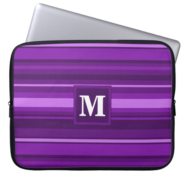 Capa Para Notebook Listras roxas monograma (Frente)
