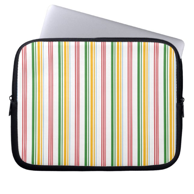 Capa Para Notebook Listras verdes amarelas fofas (Frente)