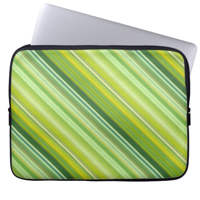 Capa Para Notebook Listras verdes e amarelas (Frente)