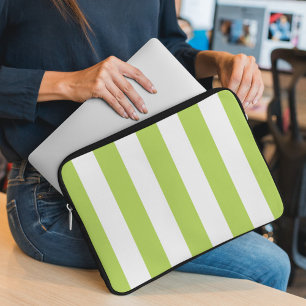 Capa Para Notebook Listras Verdes, Listras Brancas, Padrão Lachado