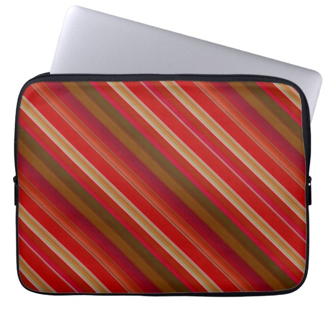Capa Para Notebook Listras Vermelhas e Douradas (Frente)