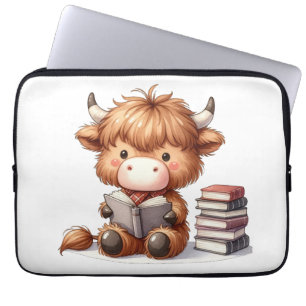 Capa Para Notebook Livros de Leitura de Vacas em Highland
