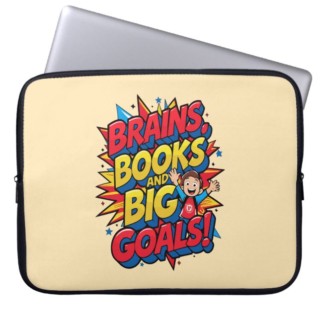 Capa Para Notebook Livros sobre cérebros e grandes metas - Diversão d (Frente)