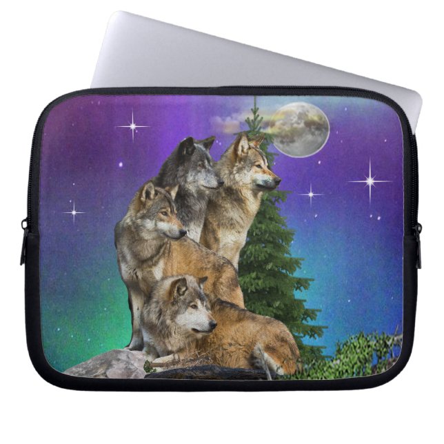 Capa Para Notebook Lobo e Lua (Frente)
