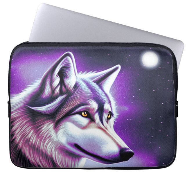 Capa Para Notebook Lobo Místico da Noite (Frente)