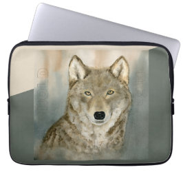 Capa Para Notebook Lobo na Névoa Aquarela
