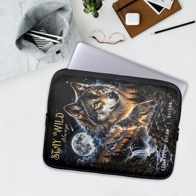 Capa Para Notebook Lobo Uivando Para a Lua Floresta Vida Selvagem Nat (Criador carregado)