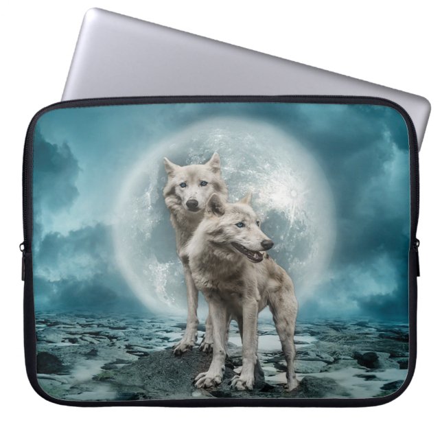 Capa Para Notebook Lobos Brancos (Frente)