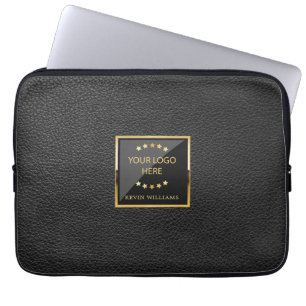 Capa Para Notebook Logotipo comercial Couro preto de luxo personaliza