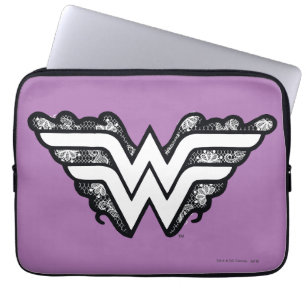 Capa Para Notebook Logotipo da Mulher Maravilha Black Lace