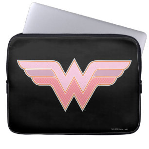 Capa Para Notebook Logotipo da Mulher Maravilha Rosa e Malha Laranja