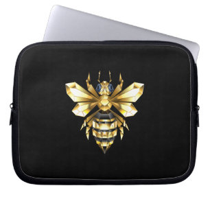 Capa Para Notebook Logotipo Faux Gold Foil Polygonal da Abelha em Pre