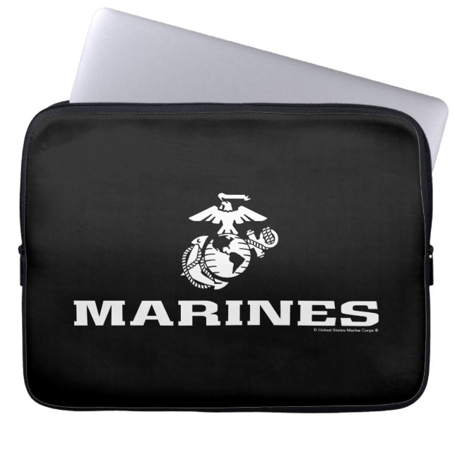 Capa Para Notebook Logotipo USMC empilhado - Branco (Frente)