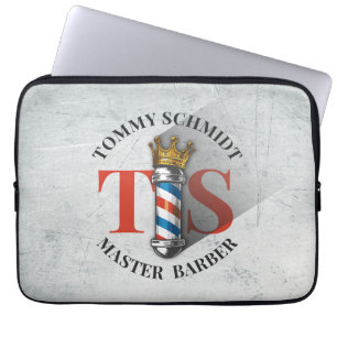 Capa Para Notebook Loja de Cabelo Barbeiro Rei Coroa Pólo de Barbeiro