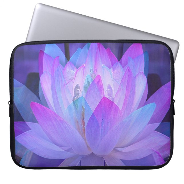 Capa Para Notebook Lotus em azul... (Frente)