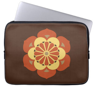 Capa Para Notebook Lotus Flower Mandala, Brown, Rusta e Amarelo