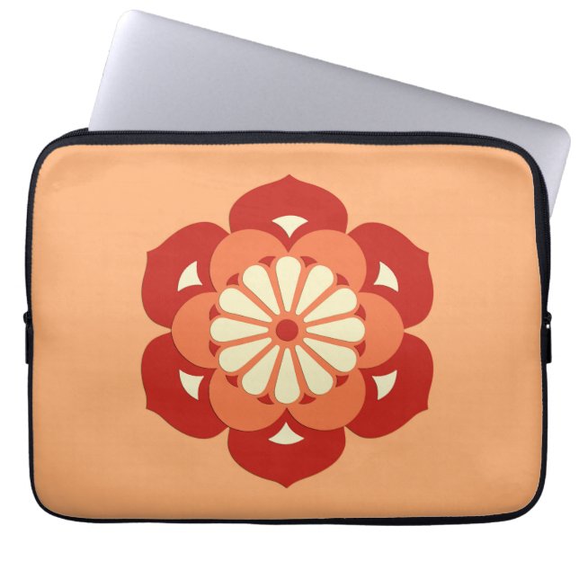 Capa Para Notebook Lotus Flower Mandala, Pastel Orange e Mandarin (Frente)