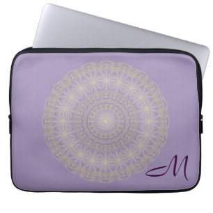 Capa Para Notebook Lotus Mandala em Lilac e Dourada - Bolsa de laptop